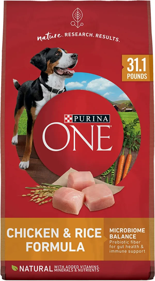 Purina ONE Natural Dry Dog Food, SmartBlend Chicken & Rice Formula – 31.1 lb. Bag